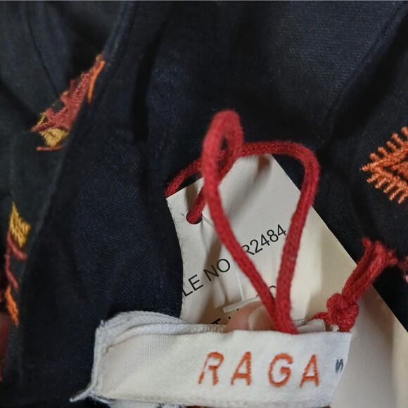 Anthropologie Raga Rala Bohemian Tunic Dress Small Black Embroidered Boho Hippie - Picture 9 of 12